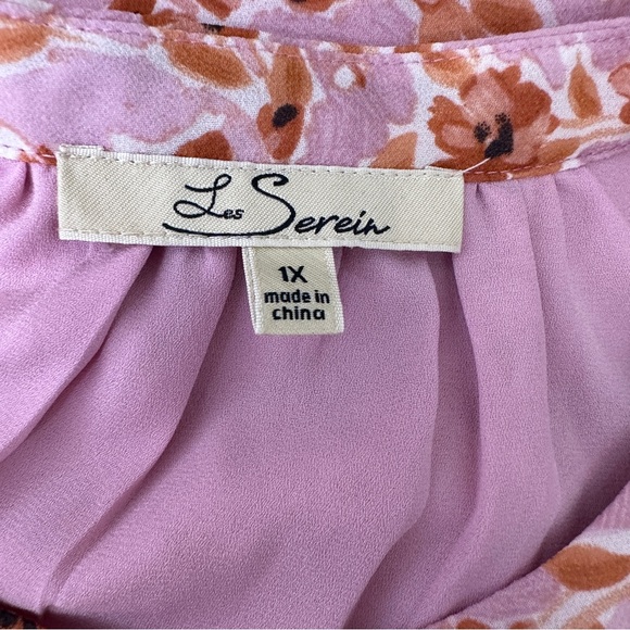 Les Serein pink floral sleeveless shirt Size 1X - Picture 9 of 12